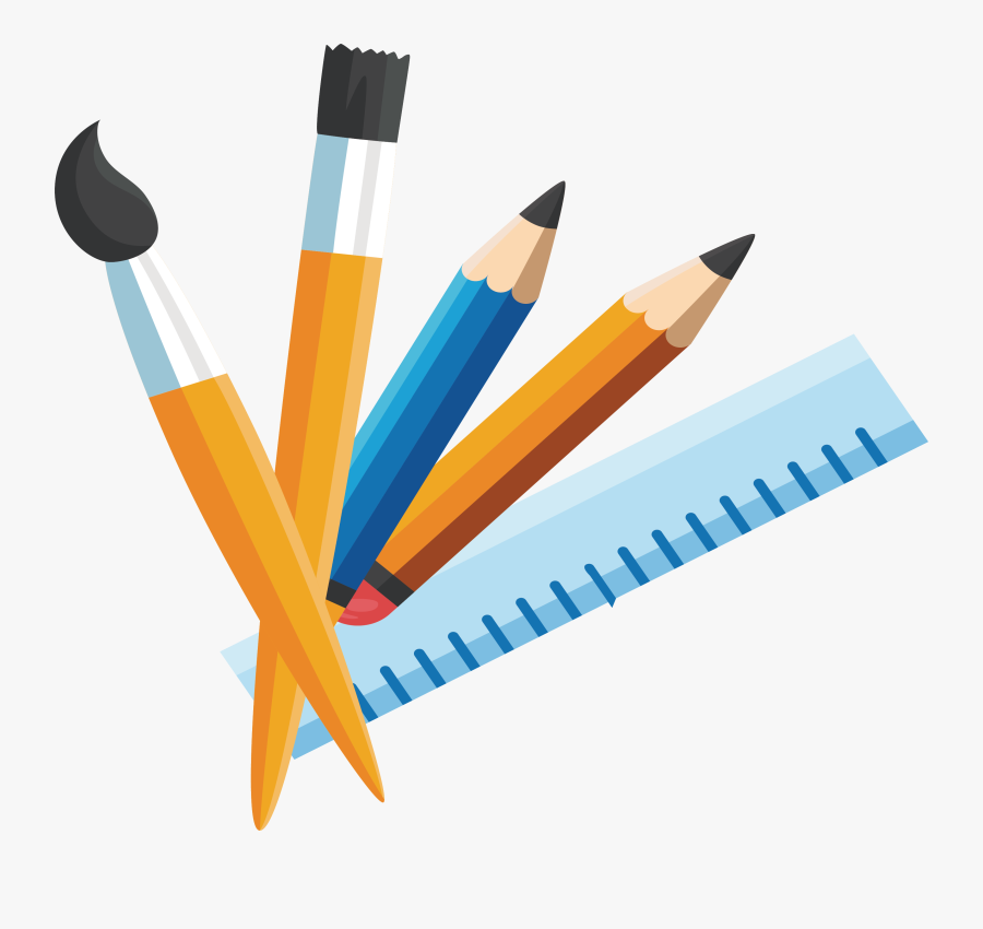 Clip Art Collection Of Free Paintbrush - Pencil Ruler Brush, Transparent Clipart