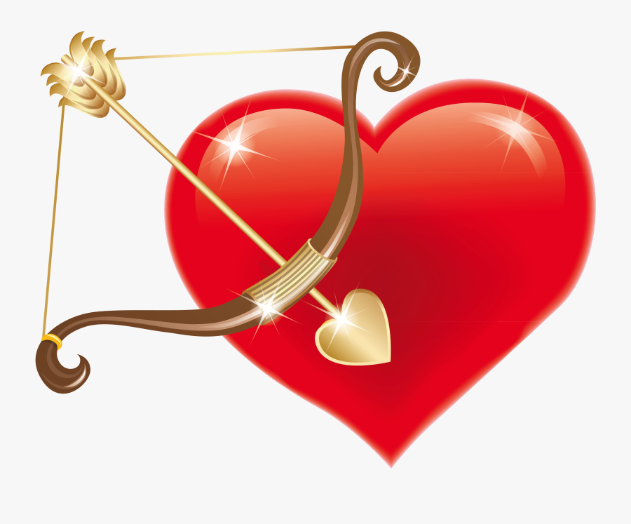 Red Heart With Cupid - Pink Cupid's Bow And Arrow, Transparent Clipart