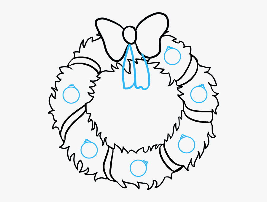 How To Draw Christmas Wreath - Christmas Wreath Drawing Png, Transparent Clipart