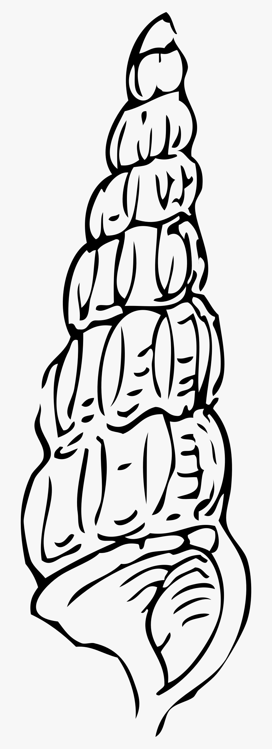 Seashell - Clipart - Black - And - White - Long Seashell Clipart, Transparent Clipart