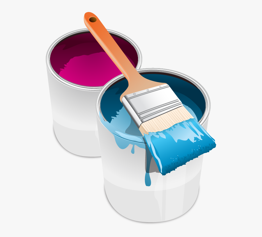 Paint Tin Can Brush Clip Art - Paint Brush And Can, Transparent Clipart