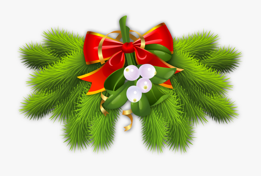 Pine Branch With Red Bow Christmas Decor M=1382306400 - Beautiful Christmas Images Hd, Transparent Clipart