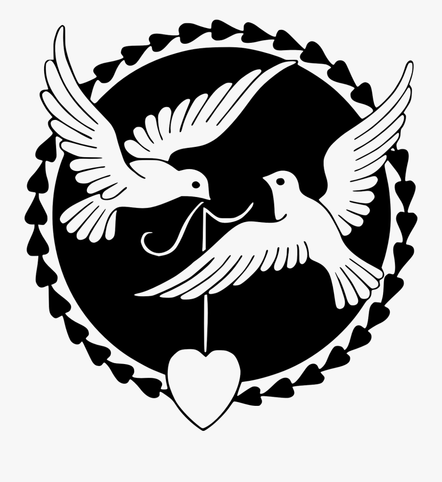 Love Birds Black And White, Transparent Clipart