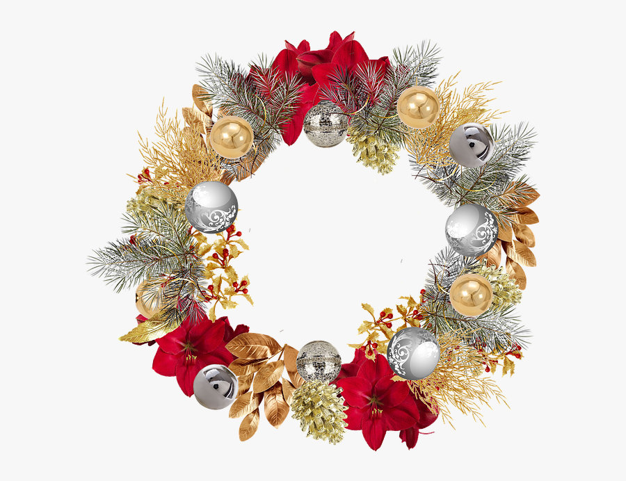 Christmas Wreath - Flower Crown Christmas Png, Transparent Clipart
