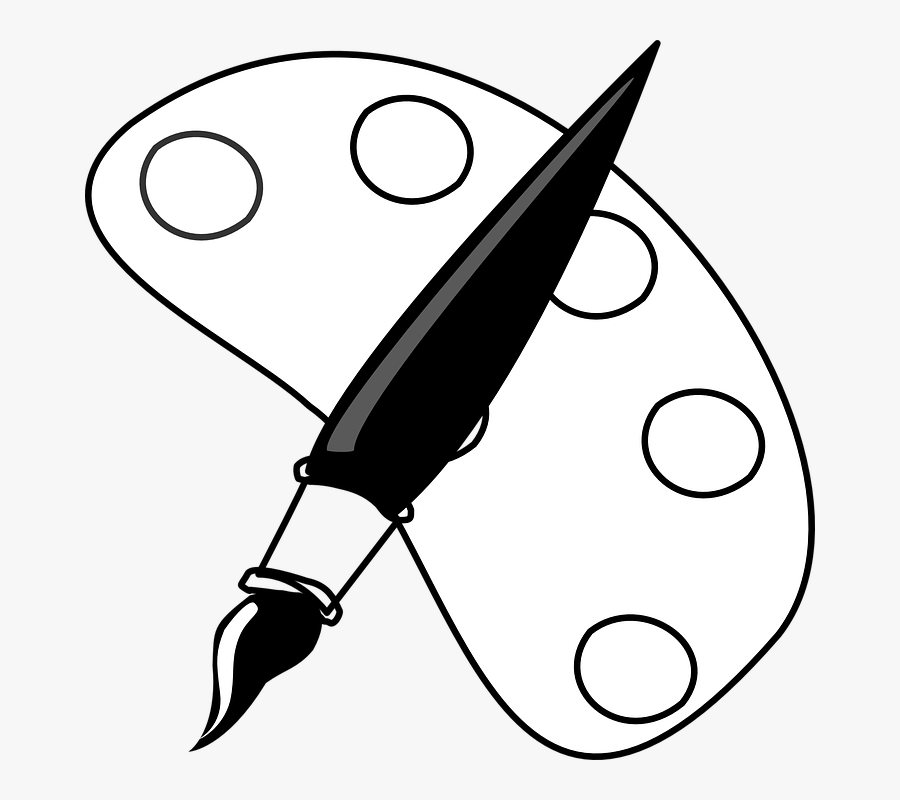 Transparent Paintbrush Clipart - Paint Palette Clipart Black And White, Transparent Clipart