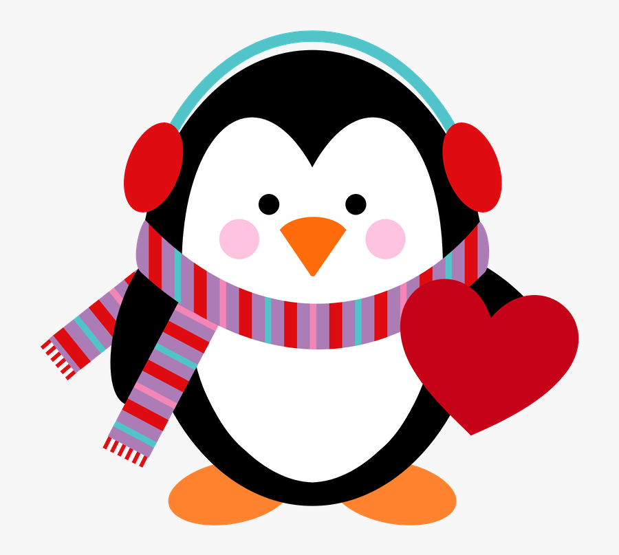 Transparent Cute Christmas Clipart - Penguin Valentine Clipart, Transparent Clipart