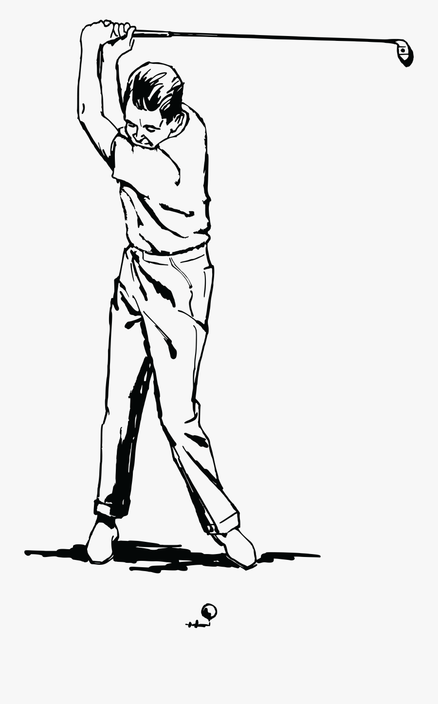 Golf Clipart Outline Person - Man Golf Clipart Black And White, Transparent Clipart