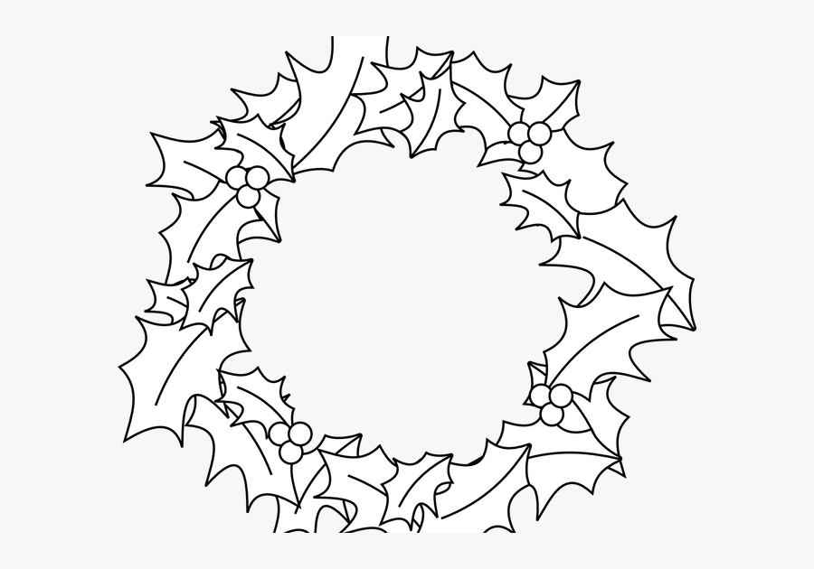 Black And White Christmas Wreath Clipart - Christmas Wreath Clip Art, Transparent Clipart