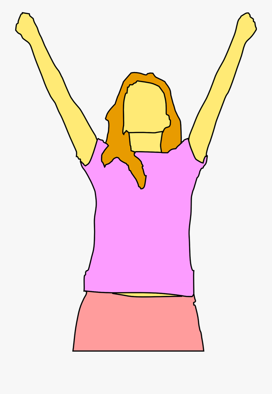Woman Happy Girl Lady Hands Raised Exercises - Person Raising Hands Clipart, Transparent Clipart