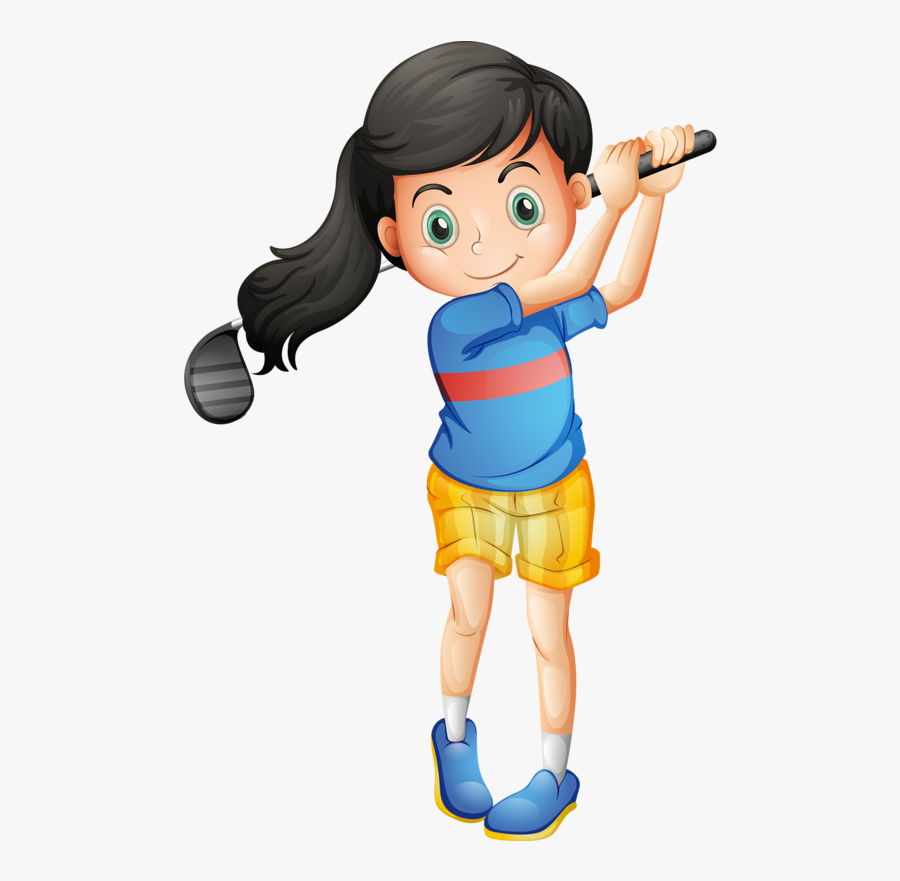 Golf Clipart Golf Shoe - Cartoon Girl Playing Golf, Transparent Clipart
