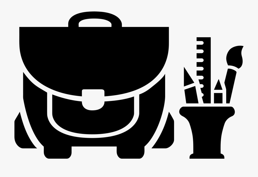 Transparent School Clip Art Black And White - School Supplies White Png, Transparent Clipart