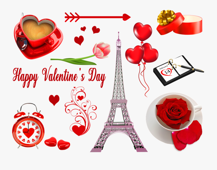 Valentine Clip Art, Eiffel Tower French - Eiffel Tower Valentine Cards Free Download, Transparent Clipart