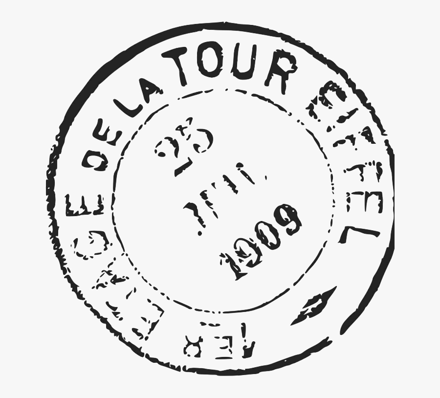 Eiffel Tower Postmark - Passport Stamp No Background, Transparent Clipart