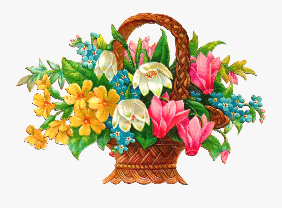 Free Flower Basket Clip Art - Basket Of Flowers Clip Art, Transparent Clipart