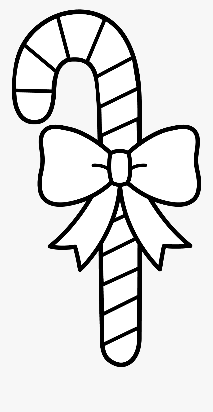 Candy Cane With Bow Line Art - Ribbon Clipart Black And White, Transparent Clipart