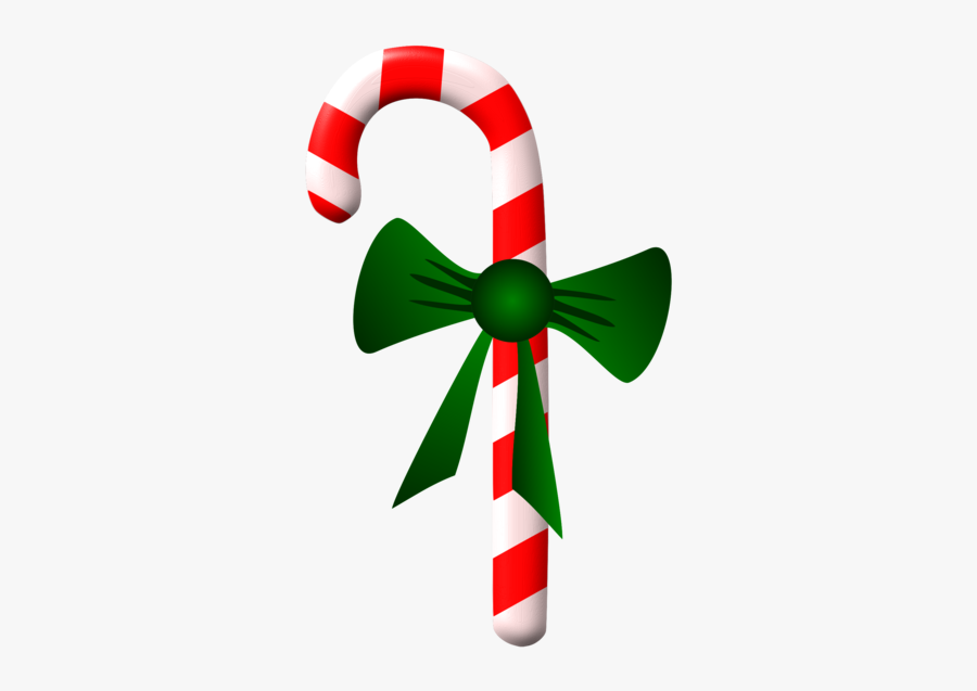 Candy Cane - Candy Cane With A Bow, Transparent Clipart