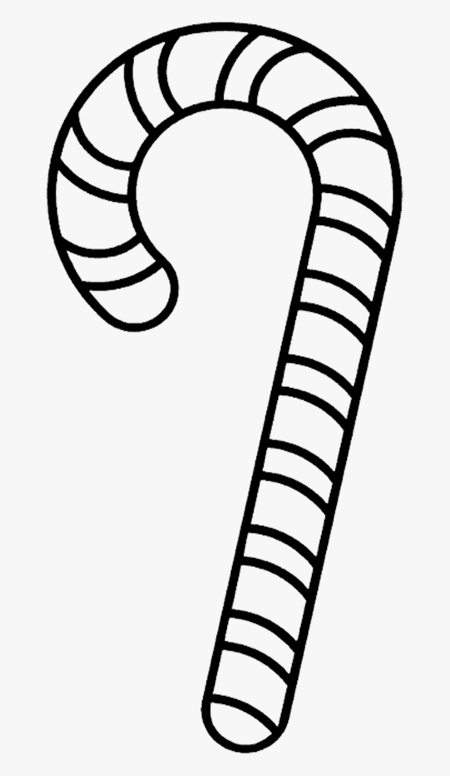 Christmas Candy Cane Outline - Christmas Things To Color, Transparent Clipart