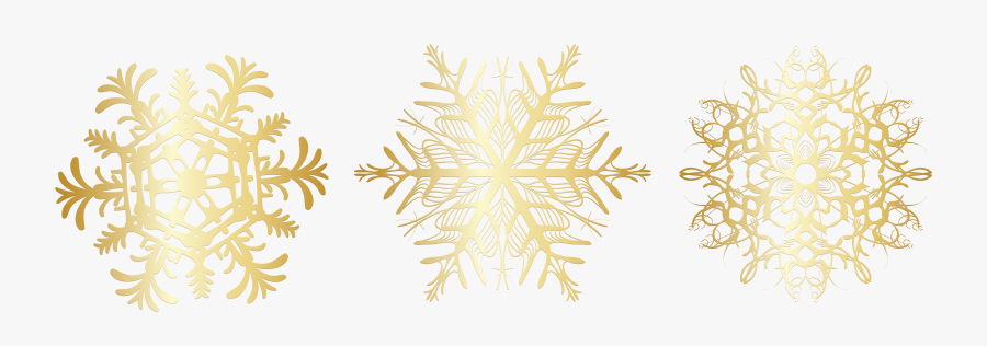 Golden Snowflakes Set Clip - Illustration, Transparent Clipart