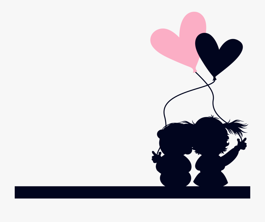 Eiffel Tower Heart Clipart - Silhouette Boy And Girl Png, Transparent Clipart