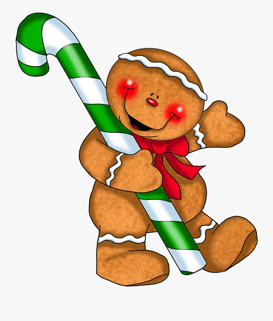 Gingerbread Man Clipart Free The Cliparts - Gingerbread Man With Candy Cane, Transparent Clipart