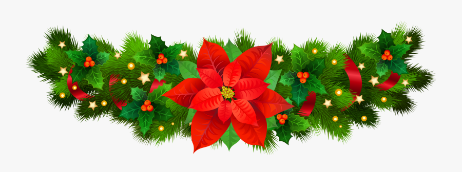 Navidad Borde Flores De Pascuas Navideñas, Transparent Clipart