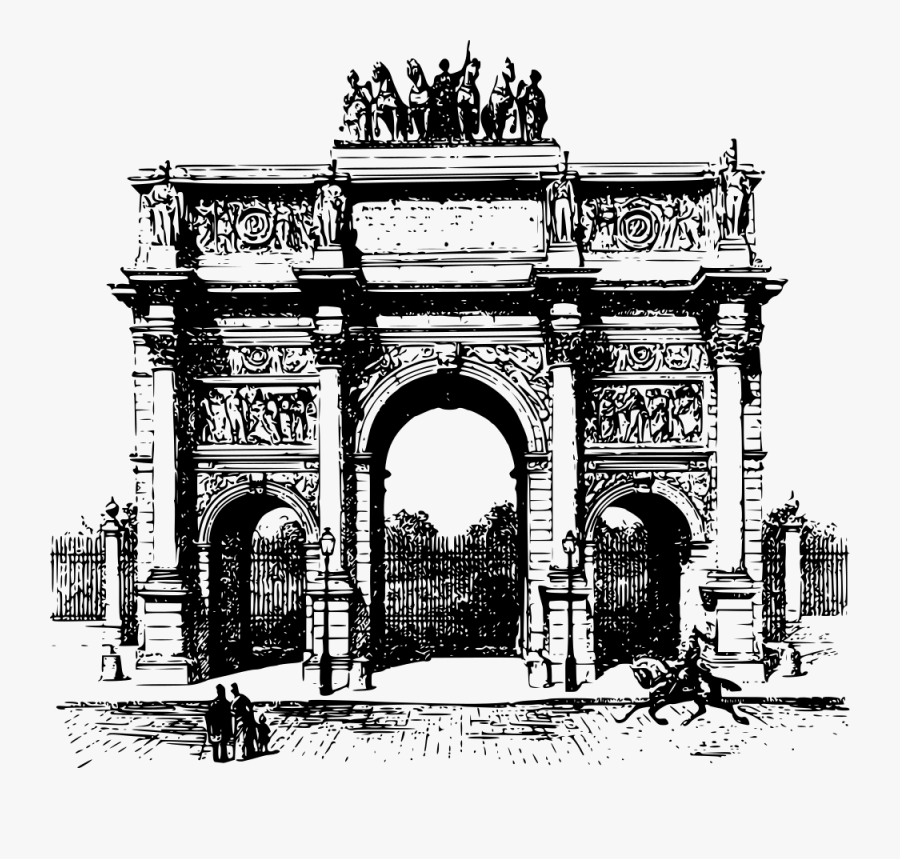 Arc De Triomphe Du Carrousel Eiffel Tower Arch Of Titus - Arc De Triomphe Clip Art, Transparent Clipart
