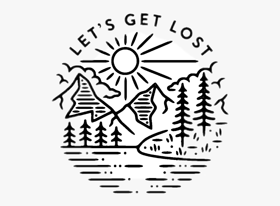 #camping #forest #lake #nature #mountains #sun #sunny - Let's Get Lost Sticker, Transparent Clipart
