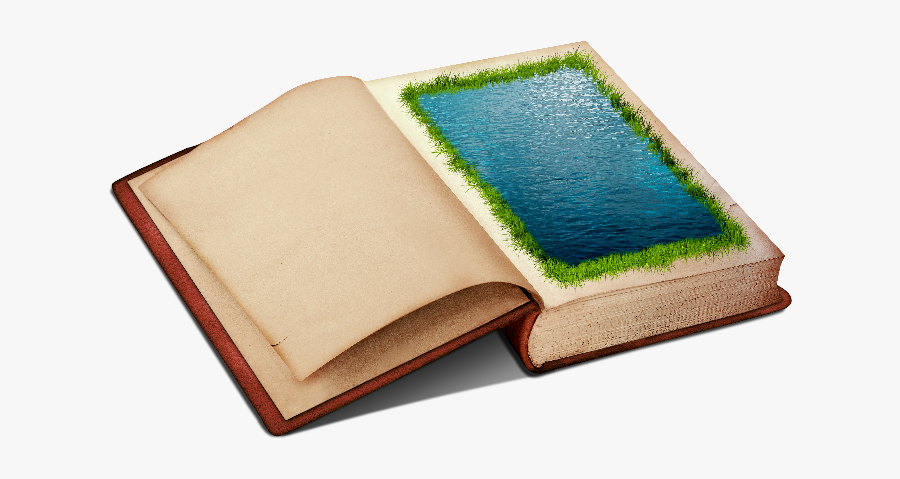 Open Book Png Clipart With Water Page And Grass Border - Book, Transparent Clipart