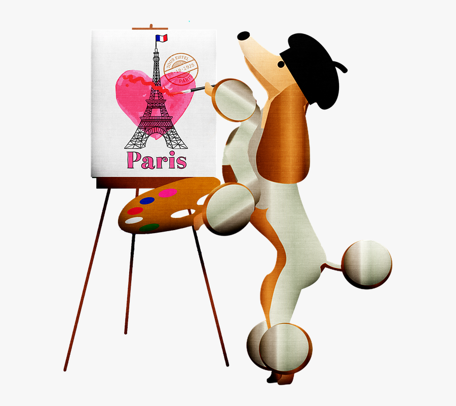 Poodle French, Eiffel Tower, French Painter - Cartoon, Transparent Clipart