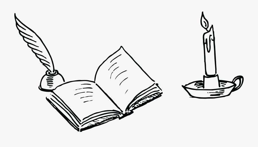 Open Book Clip Art Sketch - Book And Pen Drawing, Transparent Clipart