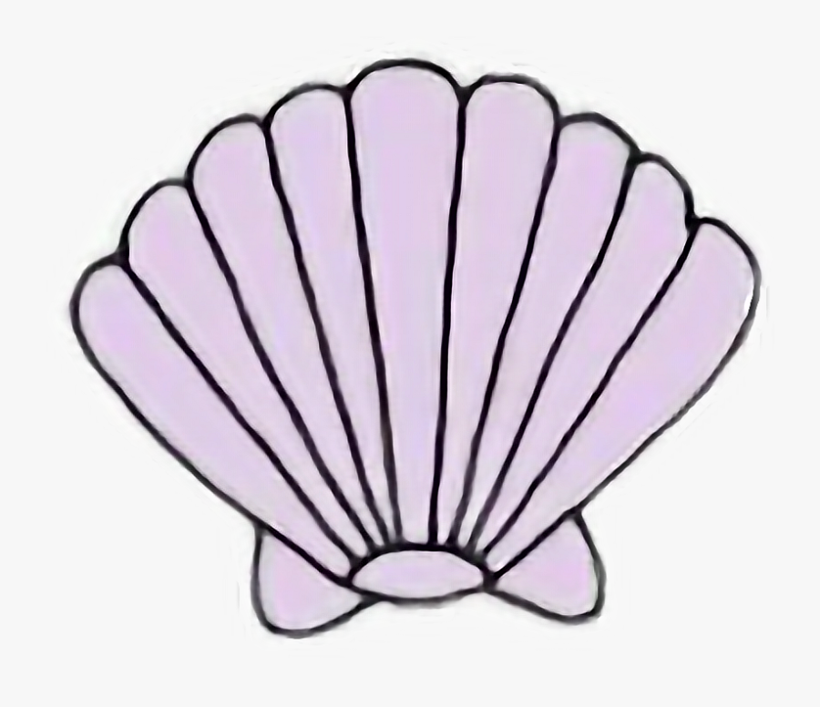 Sea Shell Seashell Mermaid Kawaii Pastel Freetoedit - Seashell Black And White, Transparent Clipart