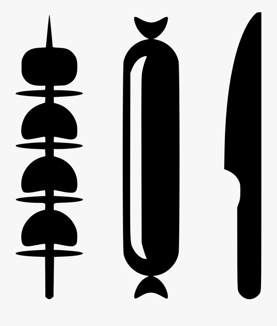 Barbeque Grilled Knife Dinner - Street Food Silhouette, Transparent Clipart