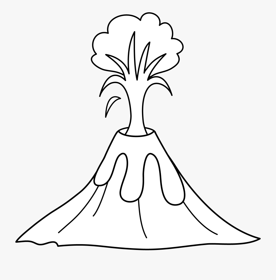 Volcano Black And White Clip Art, Transparent Clipart