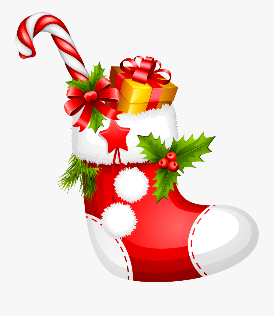 Bota Clipart Candy Canes - Transparent Christmas Stocking Png, Transparent Clipart