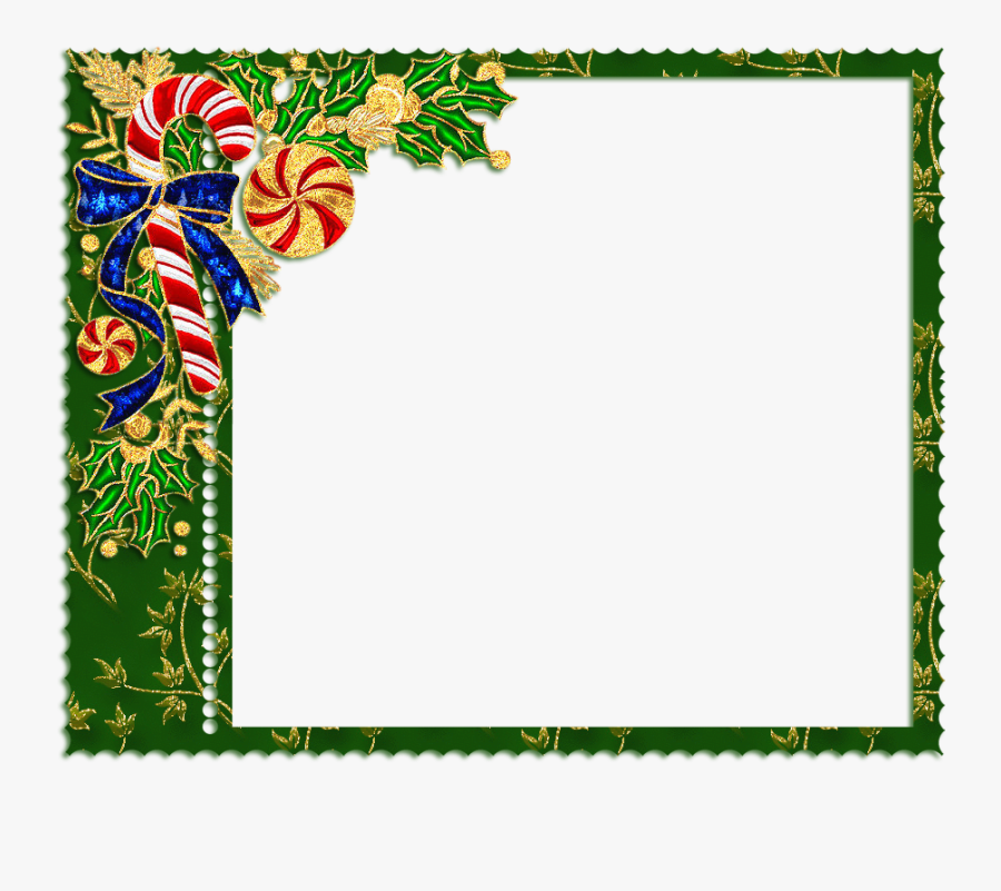 Green Christmas Frames Png Clipart Candy Cane Picture - Frame For Christmas Png, Transparent Clipart