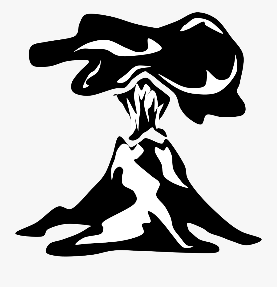 Black White Volcano Clipart - Black And White Volcano Vector, Transparent Clipart