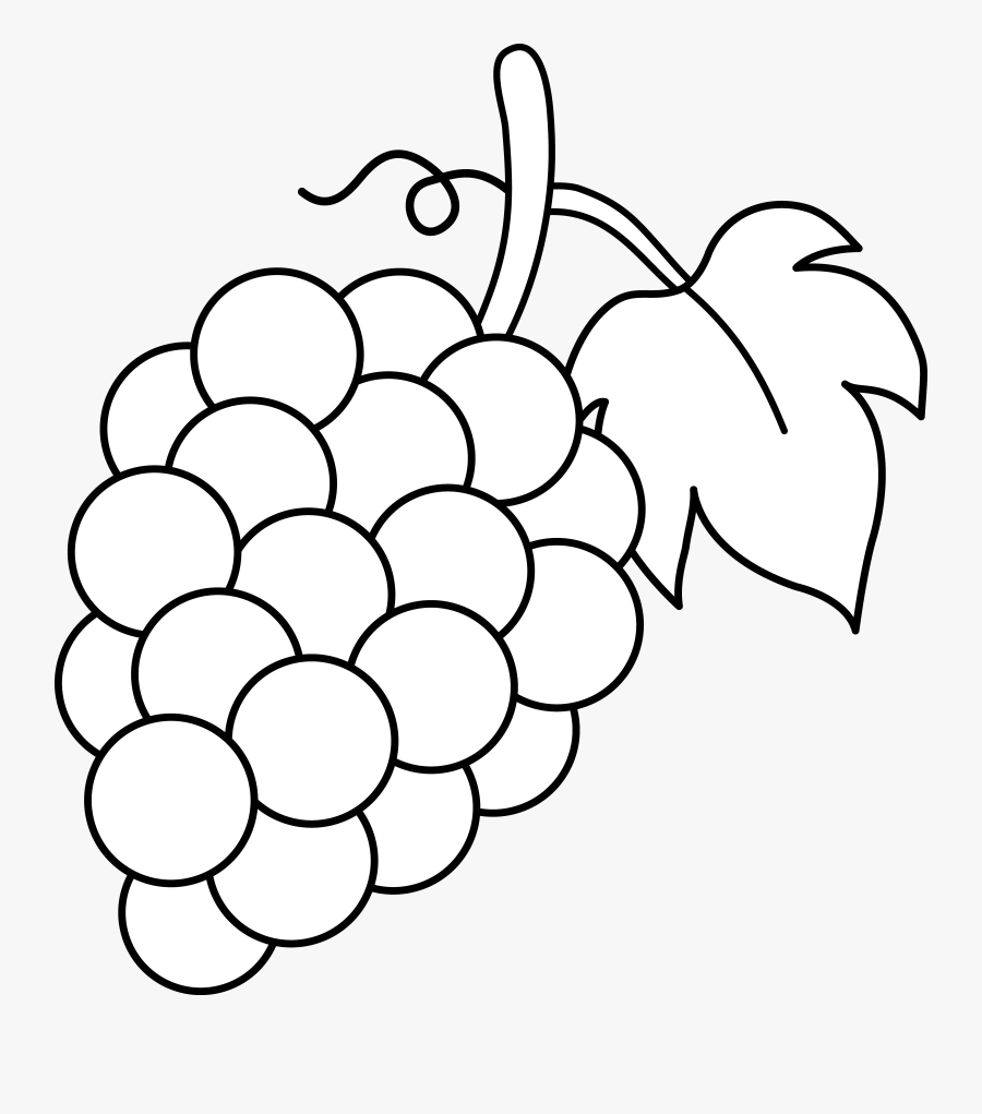 Grape Leaf Clip Art - Grapes Png Black And White, Transparent Clipart