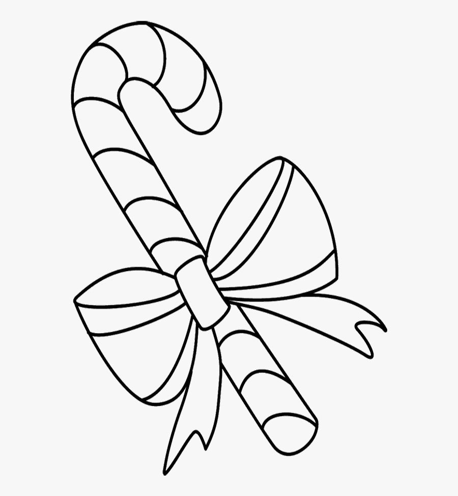 Printable Christmas Candy Cane Coloring Pages - Christmas Candy Cane Drawing, Transparent Clipart