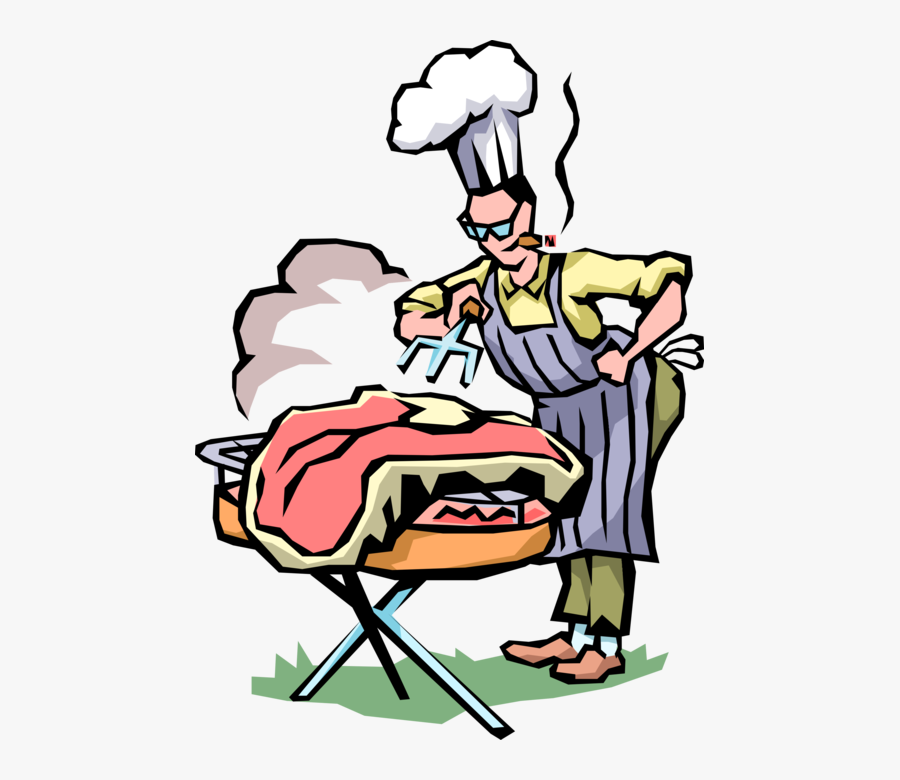 Vector Illustration Of Barbecue, Barbeque Or Bbq Grill - Grill Master, Transparent Clipart