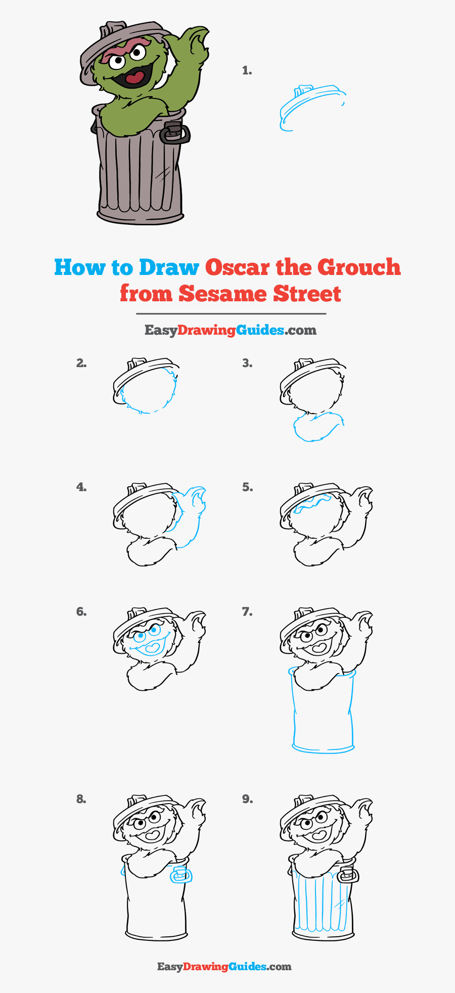 How To Draw Oscar Grouch From Sesame Street - Easy To Draw Oscar The Grouch, Transparent Clipart