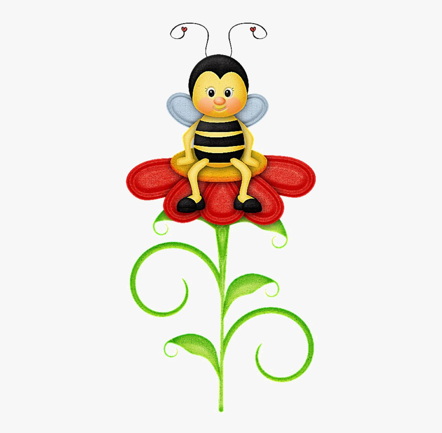 Bee Clipart, Bee Images, Cute Bee, Image Digital, Tole - Honey Bee Sitting In Flower Drawing, Transparent Clipart