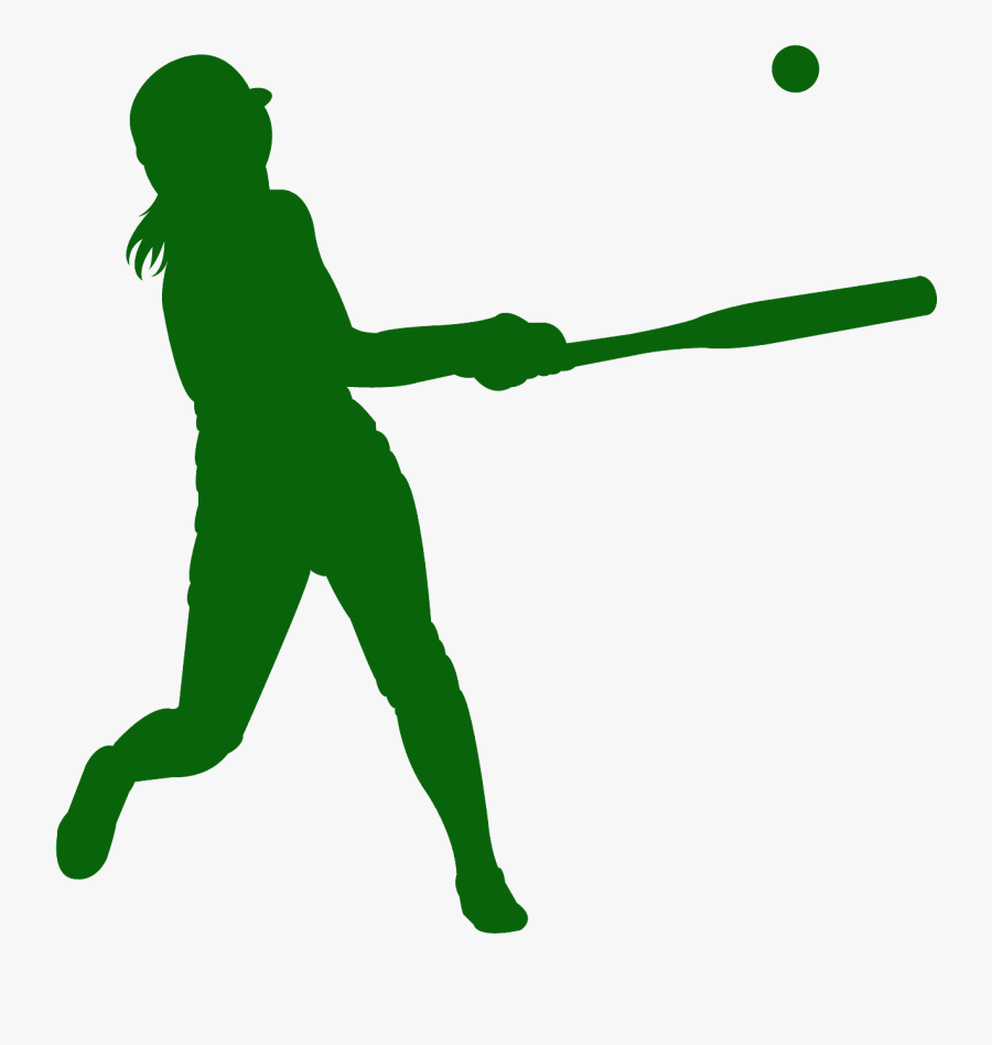 Batting Softball Player Silhouette, Transparent Clipart