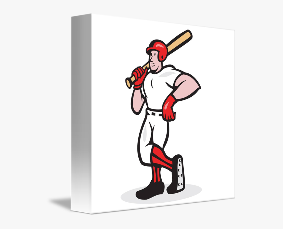 Baseball Hitter Bat Shoulder Cartoon By Aloysius Patrimonio - Baseball Player Standing Clipart, Transparent Clipart