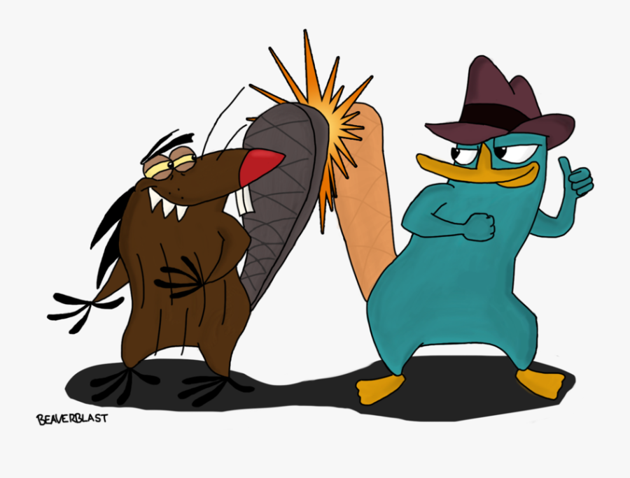 Beaver-tail Slap Colored By Beaverblast On Clipart - Perry The Platypus And Beaver, Transparent Clipart