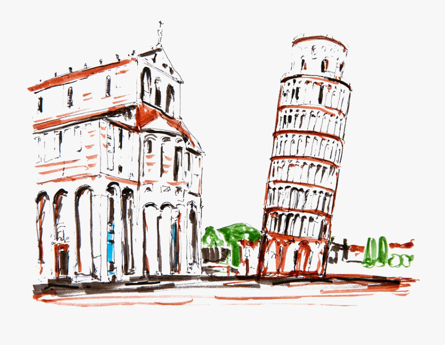 Transparent Leaning Tower Of Pisa Png - Leaning Tower Of Pisa Draw Png, Transparent Clipart