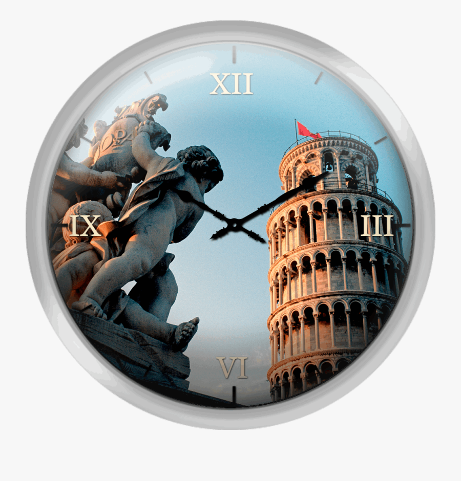 Pisa Leaning Tower Tuscany Italy - Wall Clock, Transparent Clipart