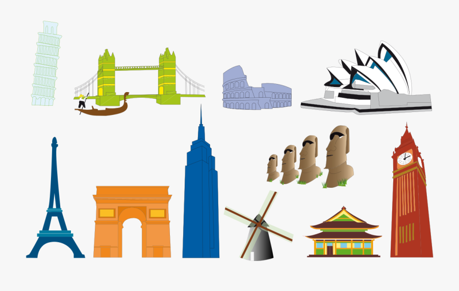 Landmarks Around The World Icons, Transparent Clipart