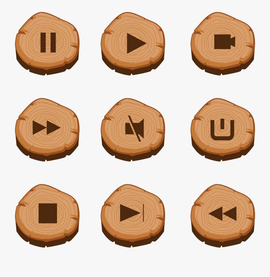 Play Stump Media Button Scalable Vector Graphics Clipart - Wood Button Png, Transparent Clipart