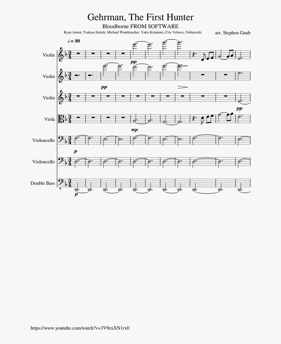 Gehrman The First Hunter - Bloodborne Cello Sheet Music, Transparent Clipart