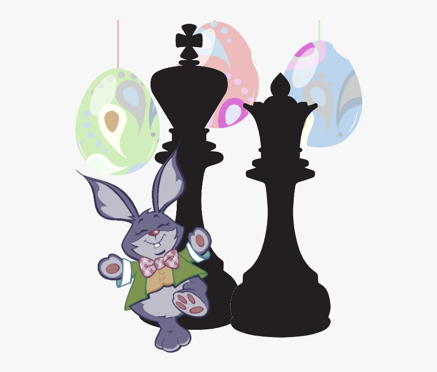 Easter Bunny With Chess King And Queen Clipart - Easter Chess, Transparent Clipart